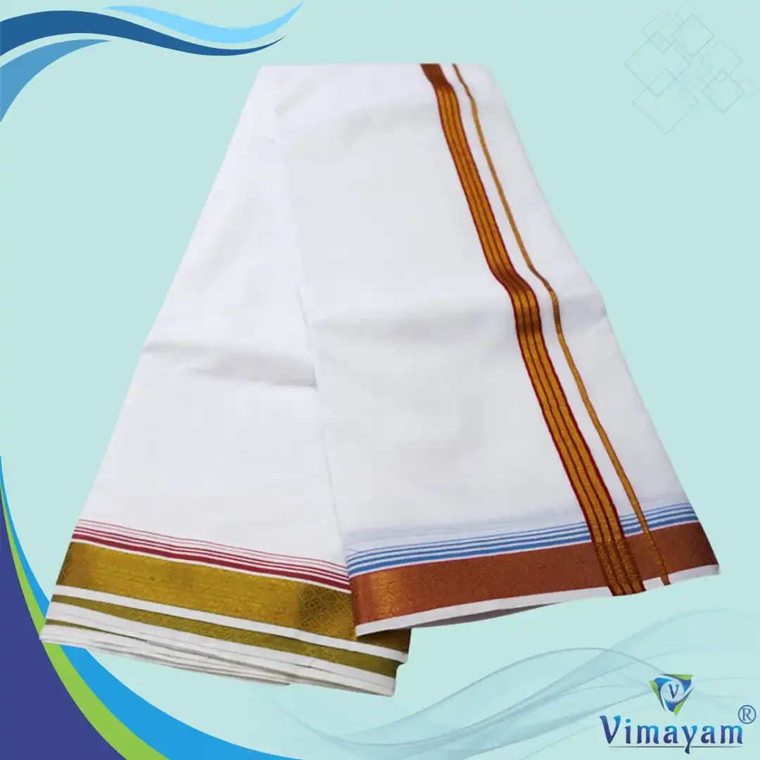 Fancy Diamond Designed 2″ Border Premium Quality Dhoti 2