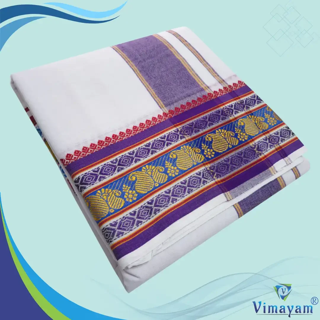 Flower Designed Pure Cotton Dhoti Premium Quality