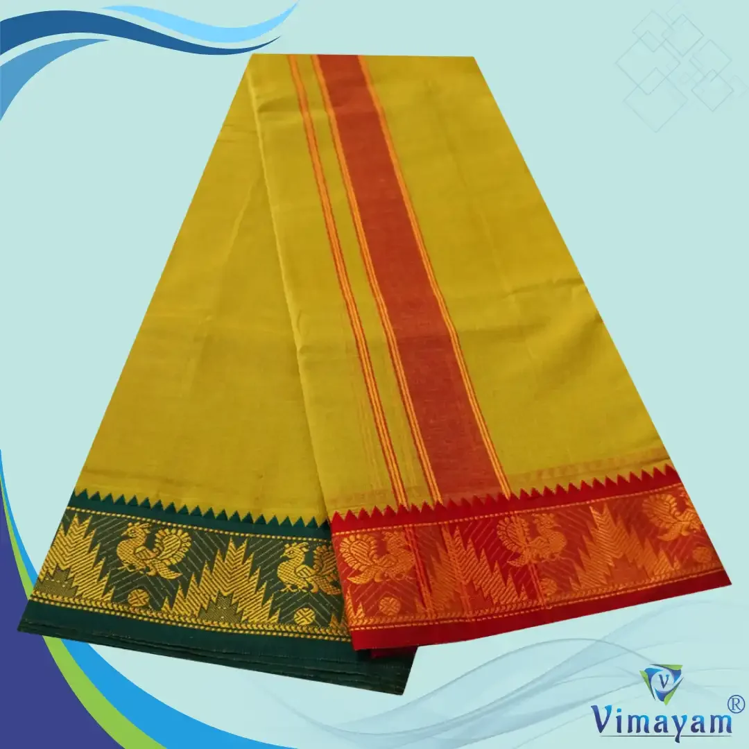 Golden Brown Cotton Colour Fine Quality Dhoti 3 Inch Border 2