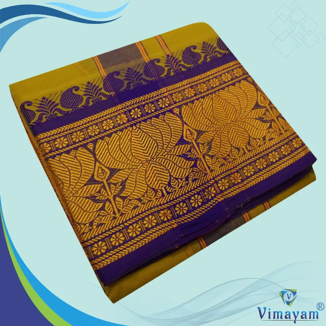 Golden Brown Cotton Colour Fine Quality Dhoti 8 Inch Border