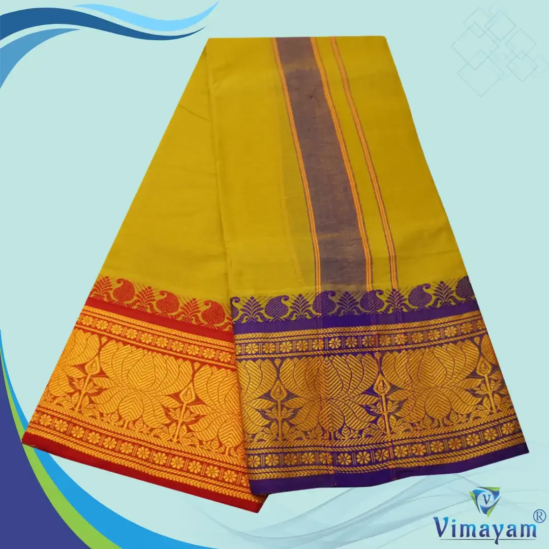 Golden Brown Cotton Colour Fine Quality Dhoti 8 Inch Border 2