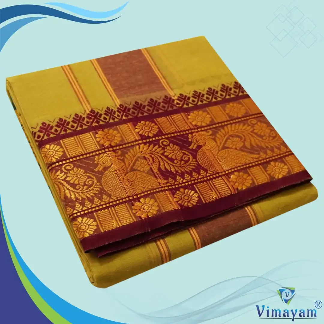 Golden Brown Cotton Colour Fine Quality Dhoti 5 Inch Border