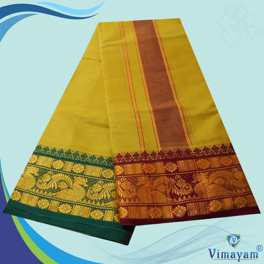 Golden Brown Cotton Colour Fine Quality Dhoti 5 Inch Border 2