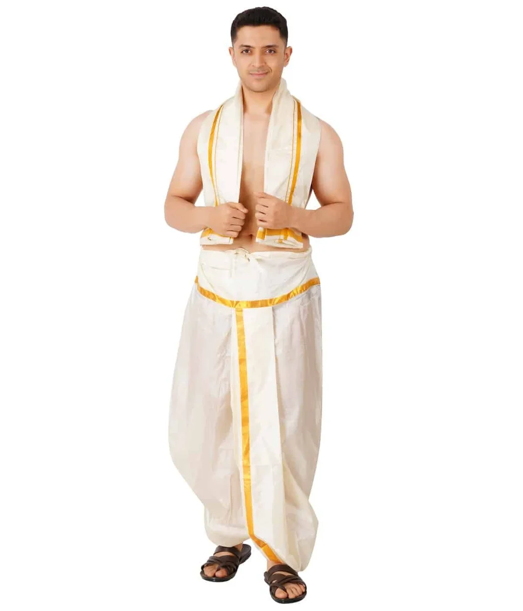 Golden Jari Readymade Panjagajam Pocket Dhoti 2