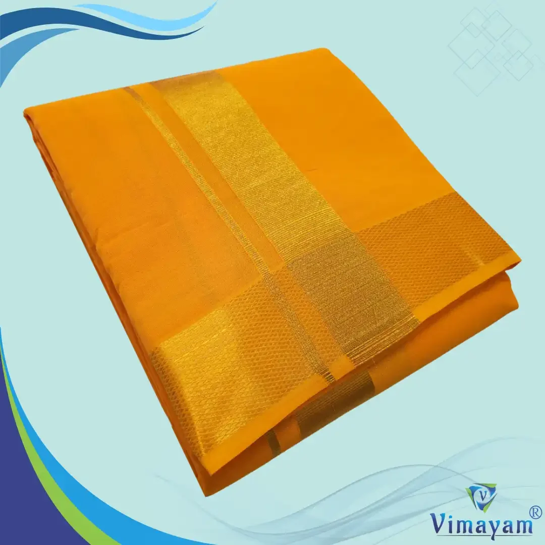 Golden Mango Color Dhoti with Golden Zari Border