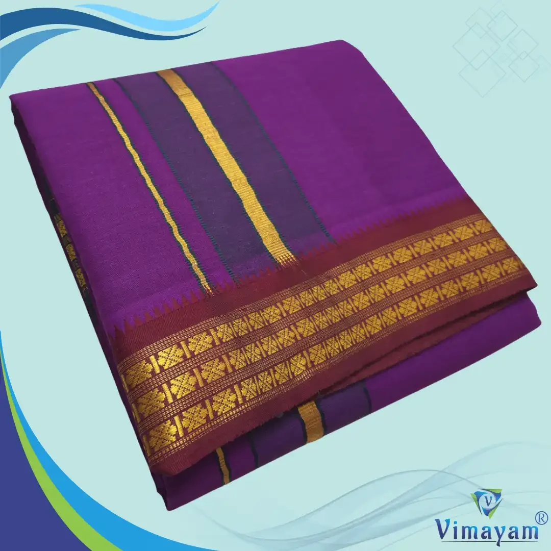Purple Color Dhoti with Udraj/Coin Border Dhoti