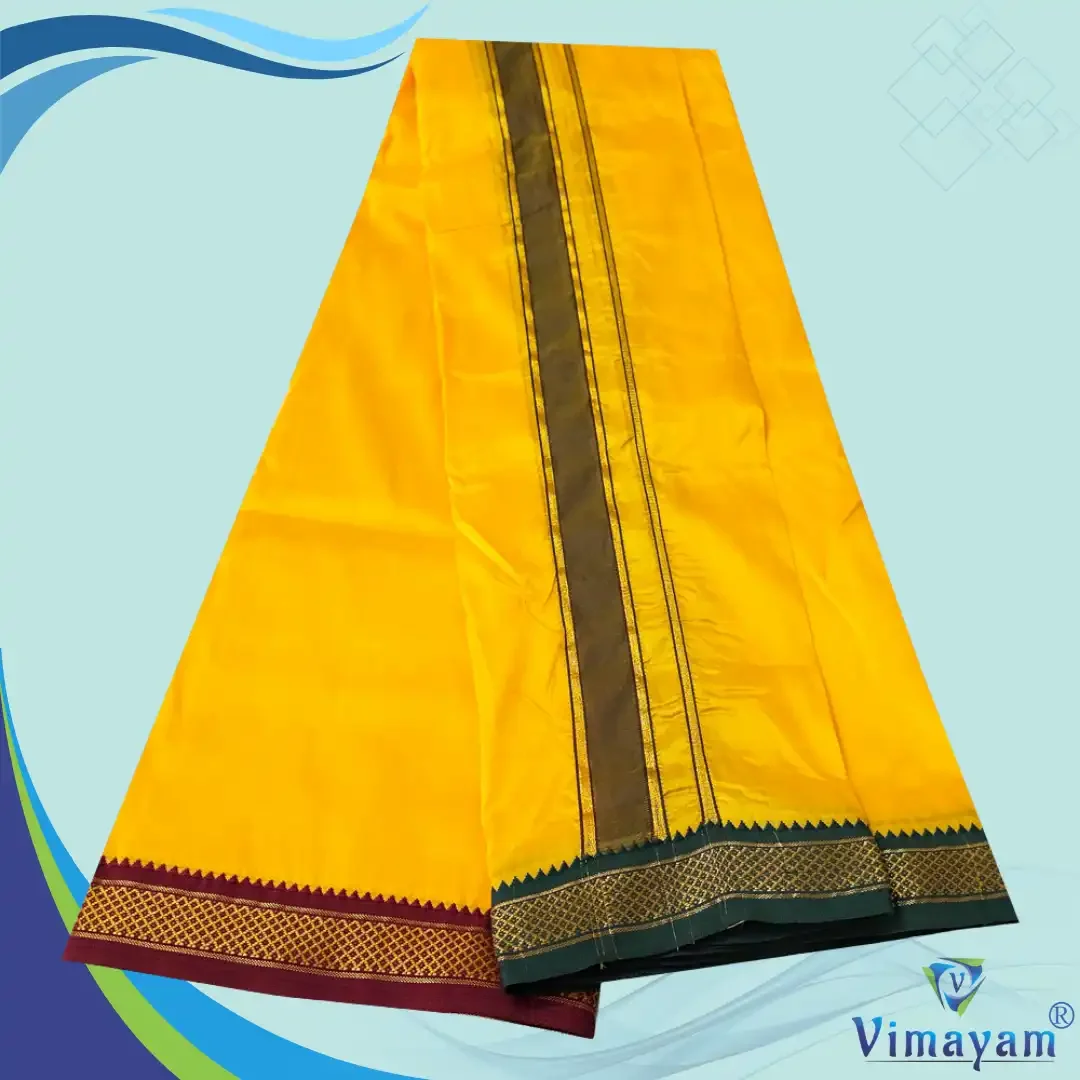 Golden Mango Colour art Silk MayilKan Colour Dhoti 2