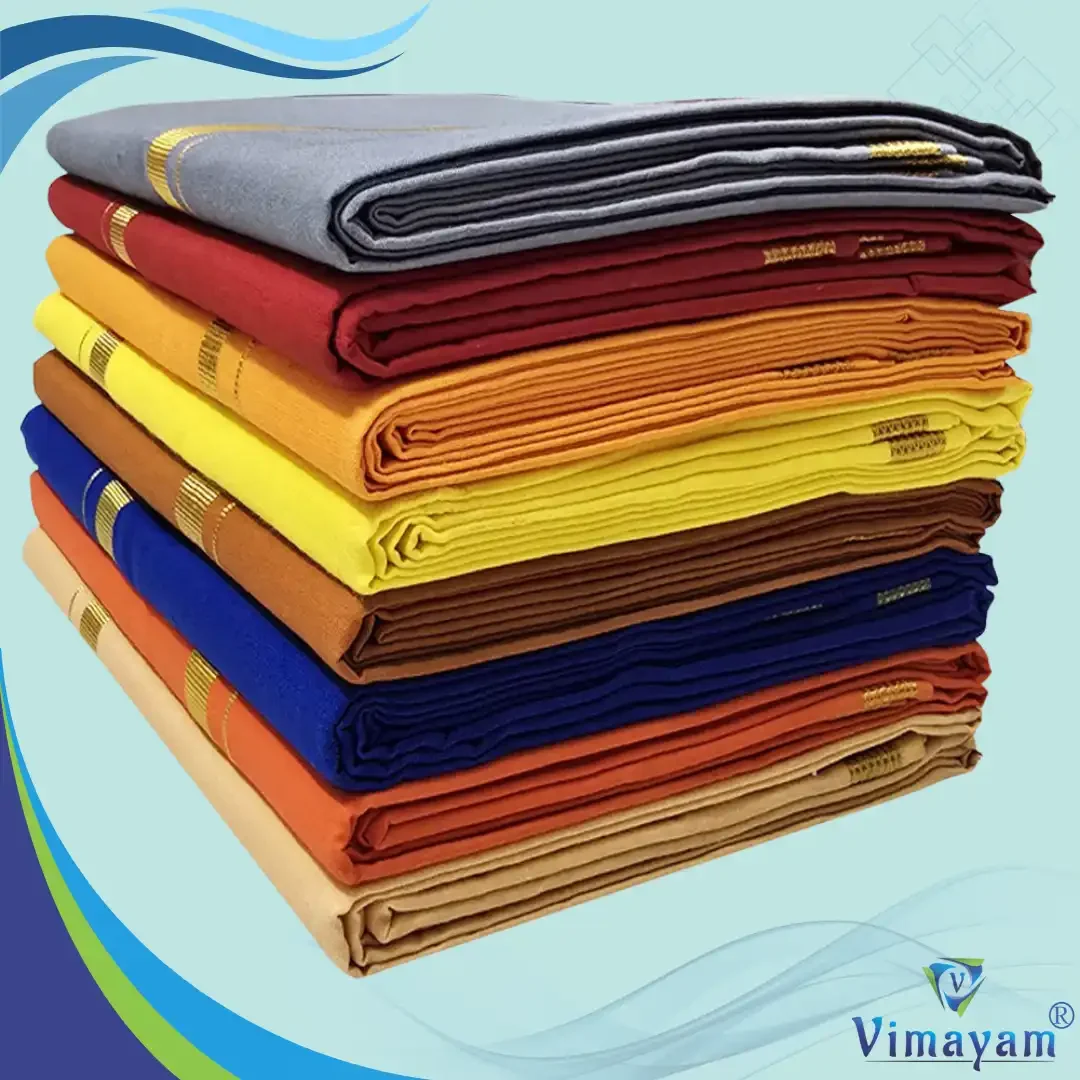 Golden Zari Rich Cotton Colour Dhoti 2 Meter