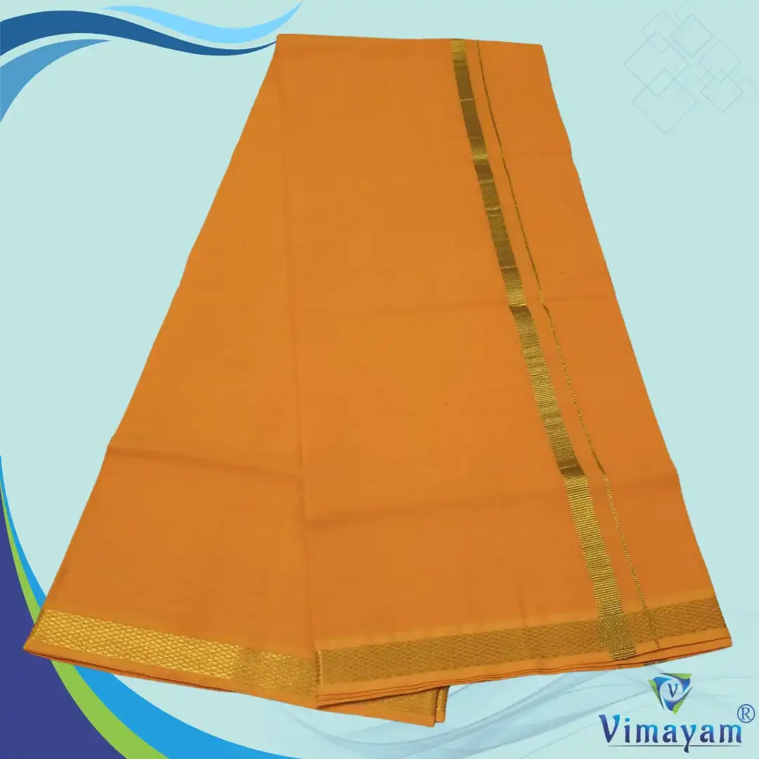 Golden Zari Rich Cotton Colour Dhoti 2 Meter 3