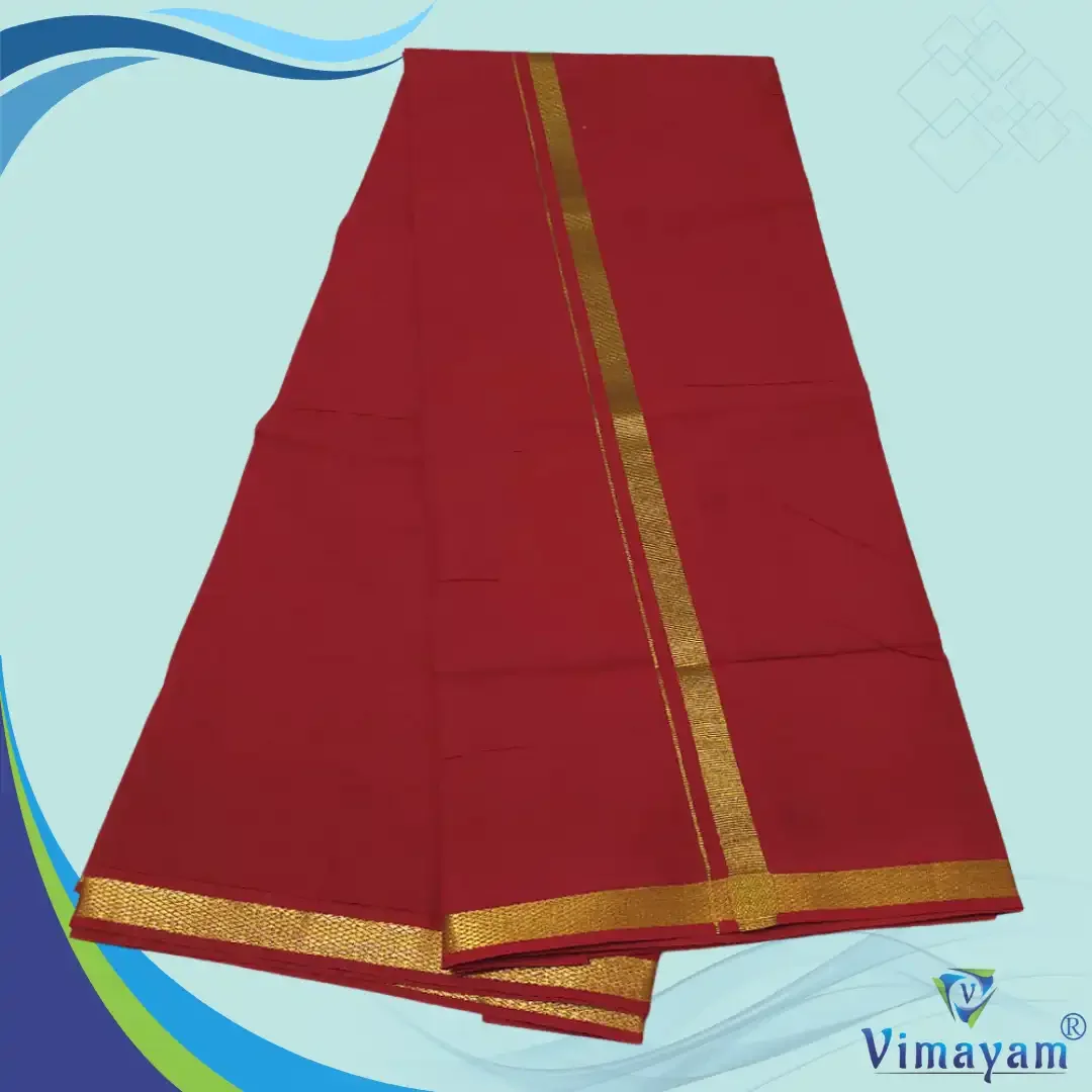 Golden Zari Rich Cotton Colour Dhoti 2 Meter 4