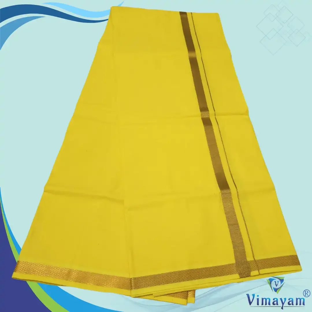 Golden Zari Rich Cotton Colour Dhoti 2 Meter 5
