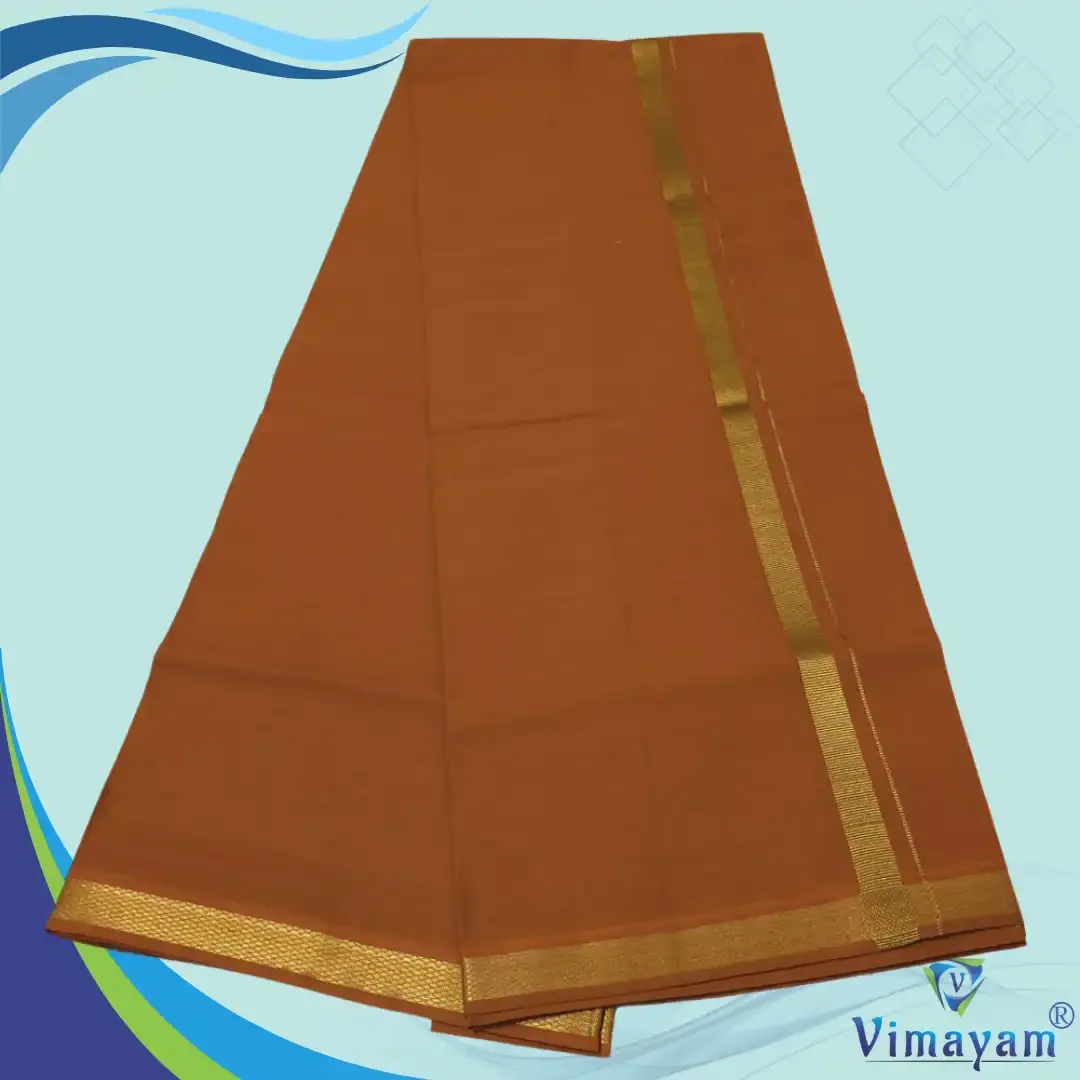 Golden Zari Rich Cotton Colour Dhoti 2 Meter 6