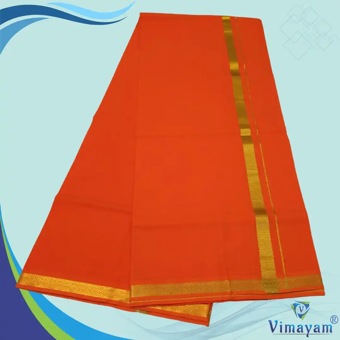 Golden Zari Rich Cotton Colour Dhoti 2 Meter 7