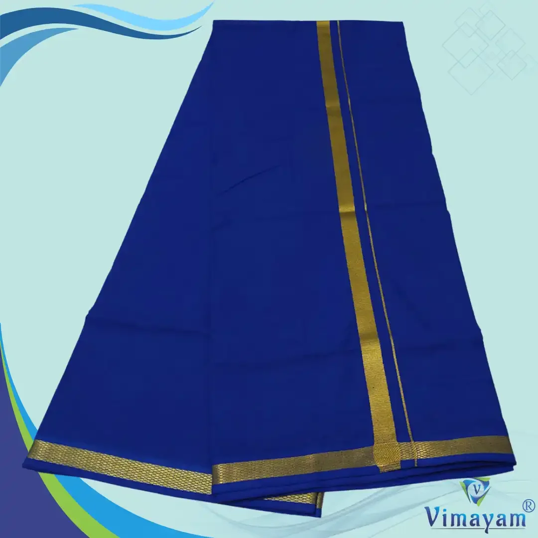 Golden Zari Rich Cotton Colour Dhoti 2 Meter 8