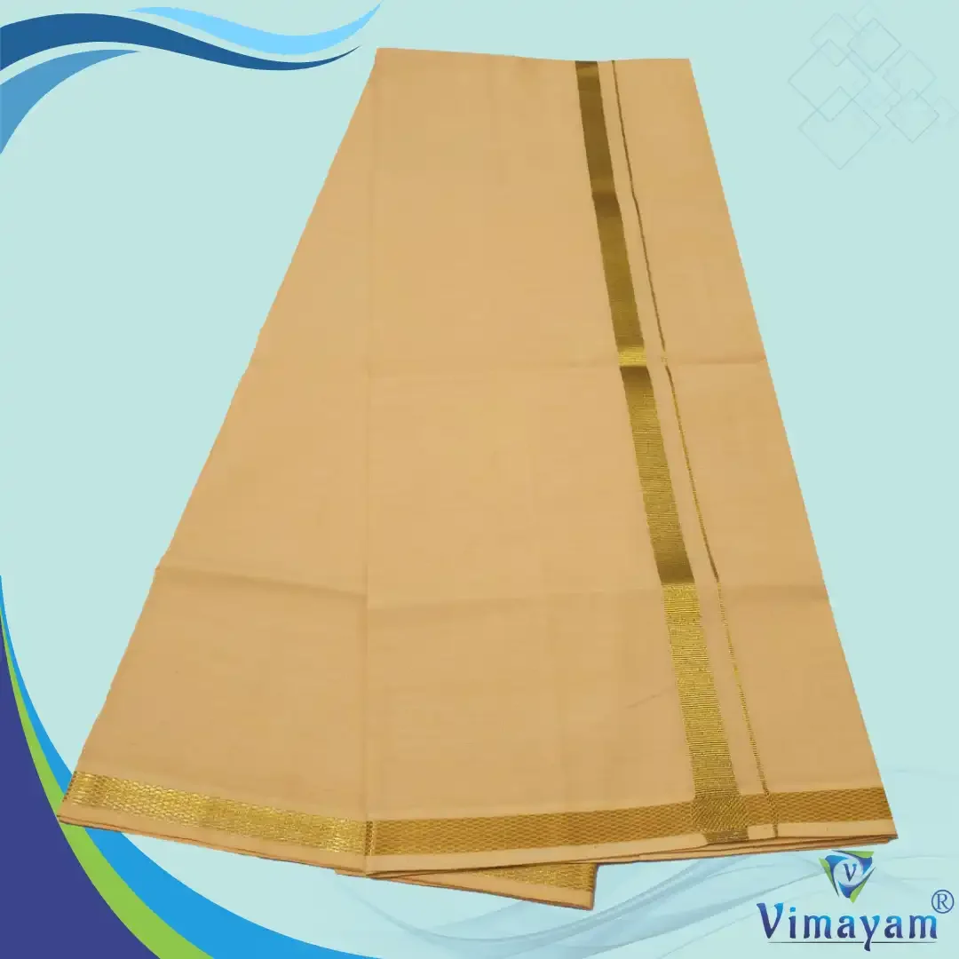 Golden Zari Rich Cotton Colour Dhoti 2 Meter 9