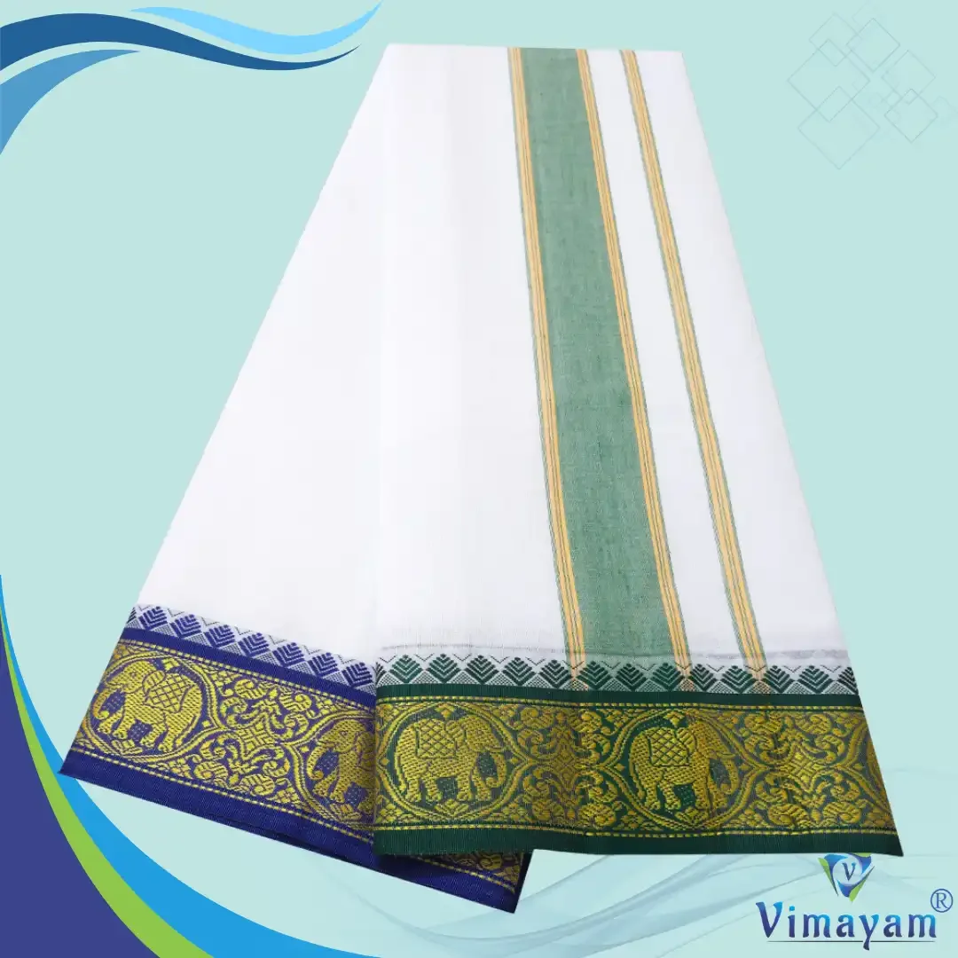 Green and Blue Border Dhoti(Assorted Border Designs) 2
