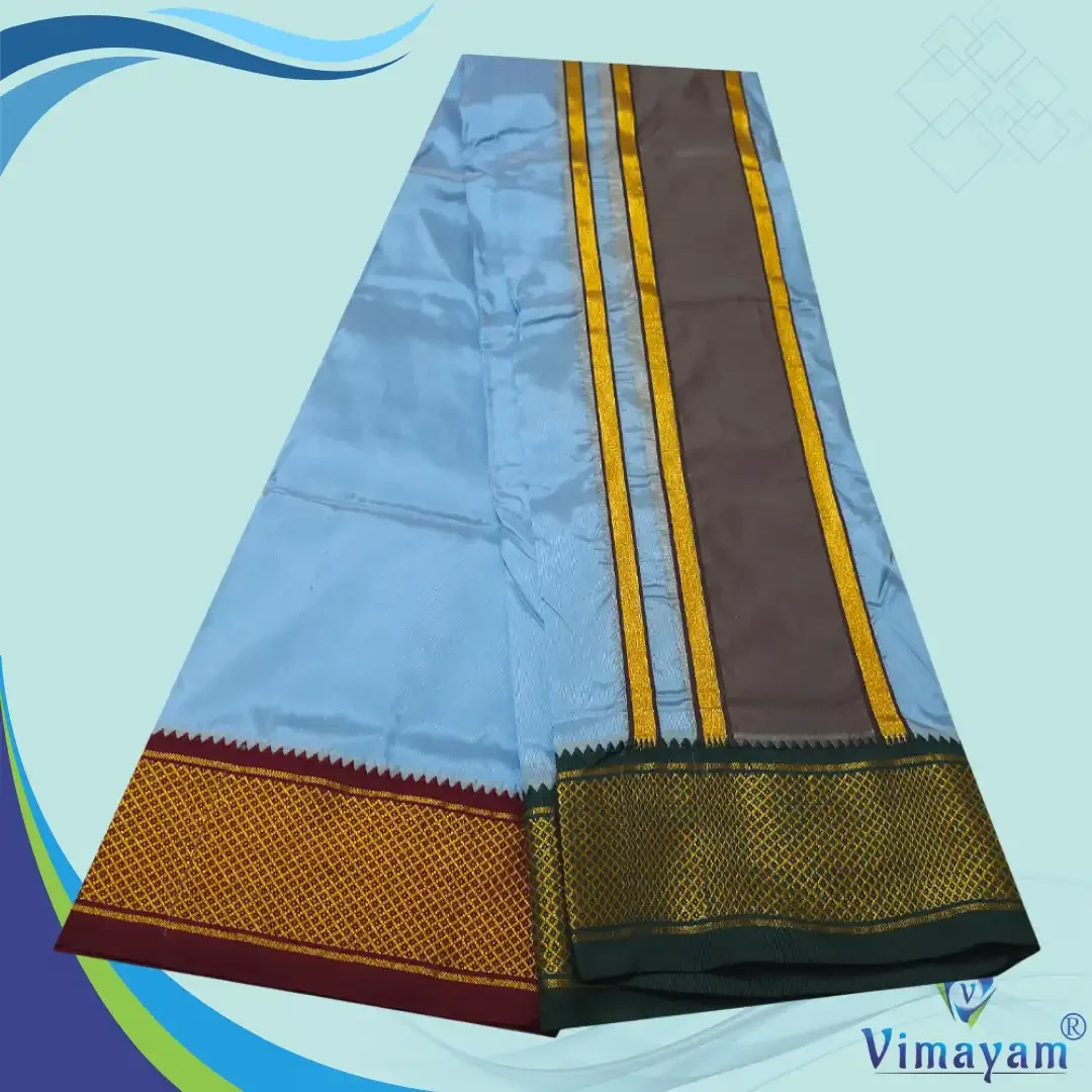 Blue Colour Art Silk MayilKan Colour Dhoti 2