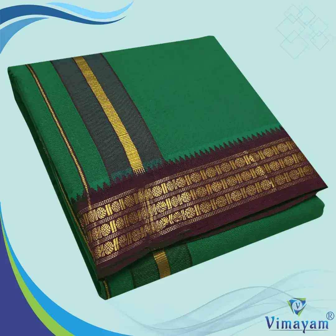 Green Color Dhoti with Udraj/Coin Border Dhoti