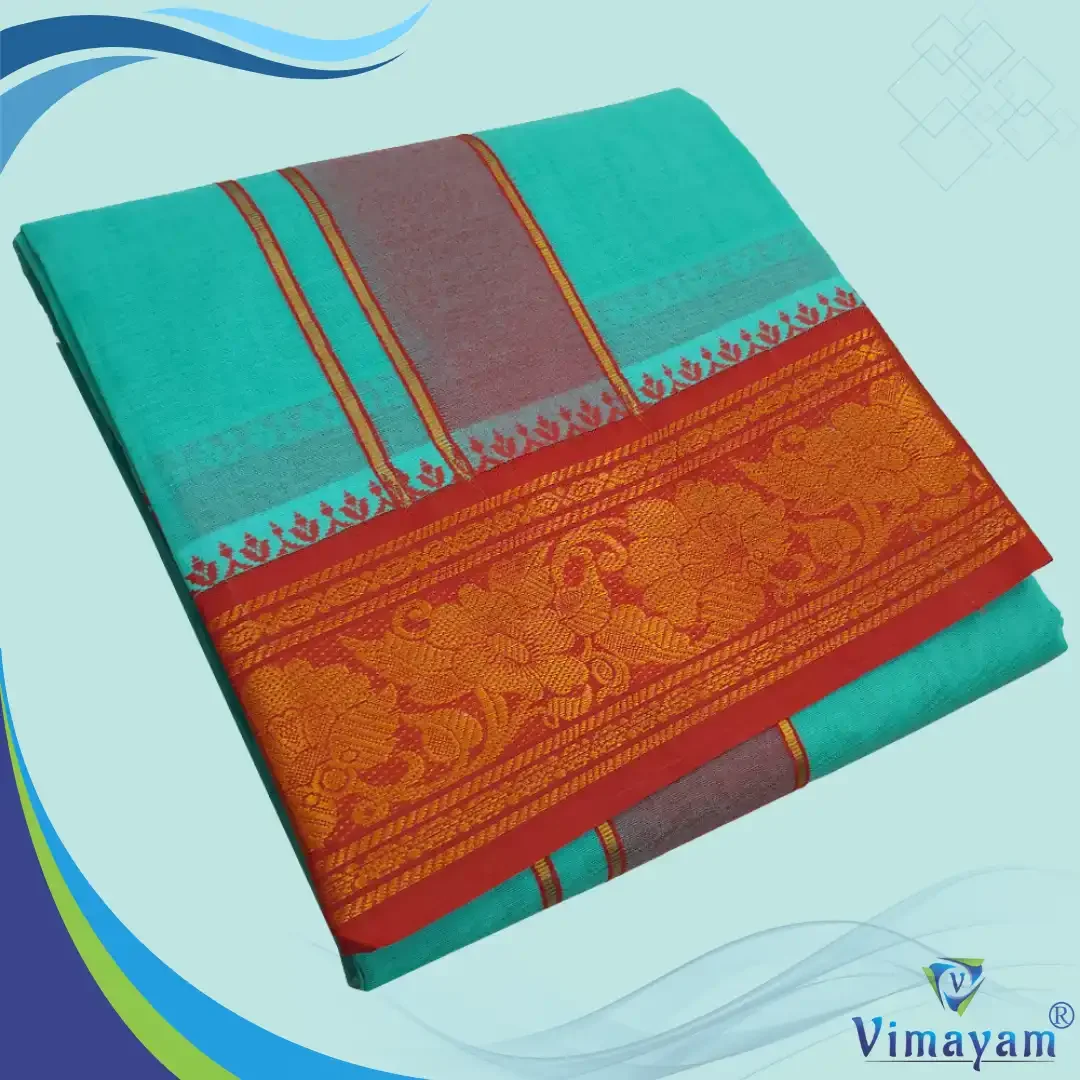 Green Color Premium Cotton 5 Inch Designed Border Dhoti