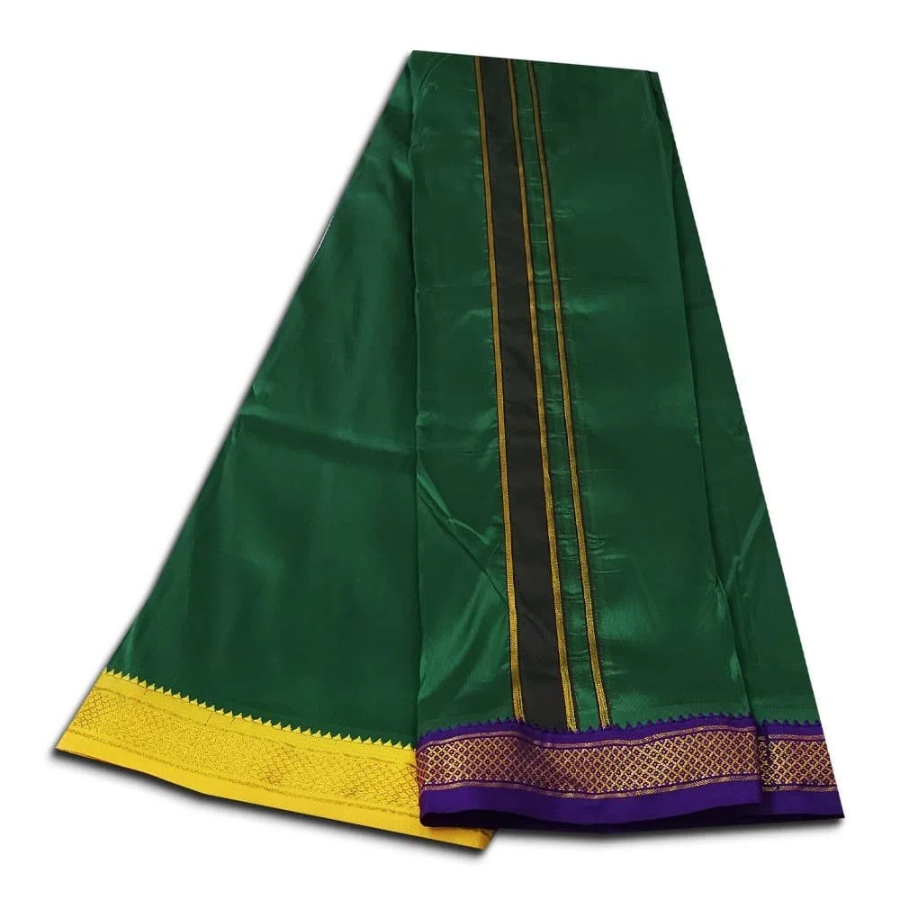 Dark Green Colour art Silk MayilKan Colour Dhoti