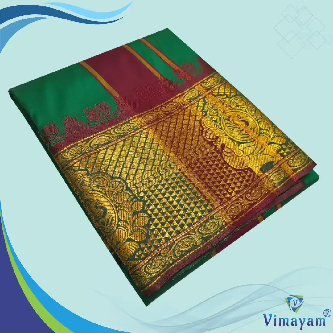 Green Colour Soft Silk 9 Inch Border(Assorted Border designs)
