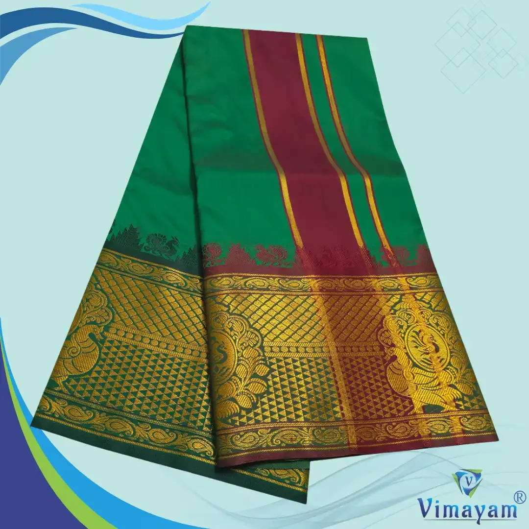 Green Colour Soft Silk 9 Inch Border(Assorted Border designs) 2