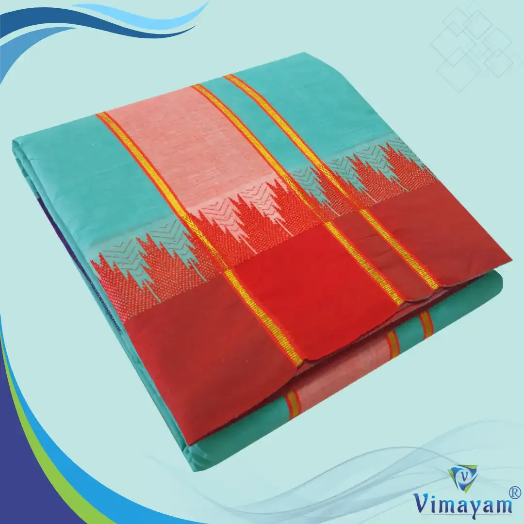 Green Colour Temple Border Premium Quality Dhoti 9X5