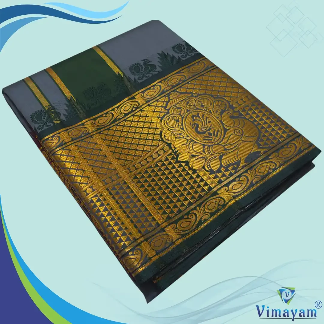 Grey Colour Soft Silk 9 Inch Border(Assorted Border designs)