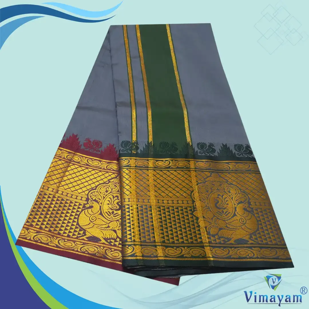 Grey Colour Soft Silk 9 Inch Border(Assorted Border designs) 2