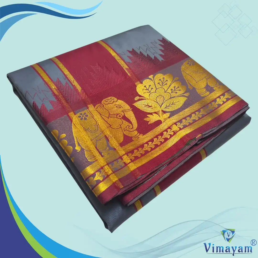 Grey Soft Silk Premium Quality Dhoti Towel 9X5
