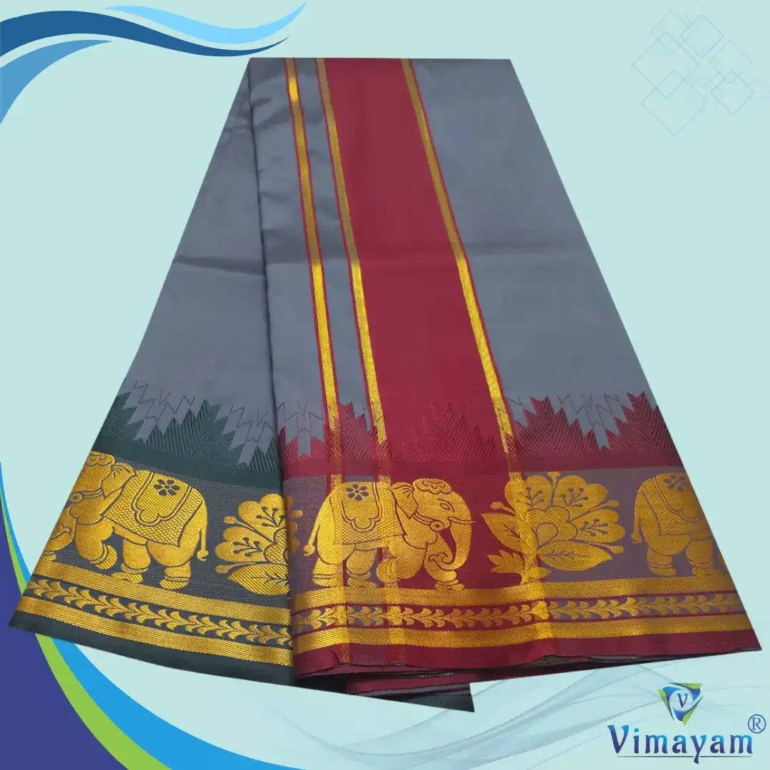 Grey Soft Silk Premium Quality Dhoti Towel 9X5 2