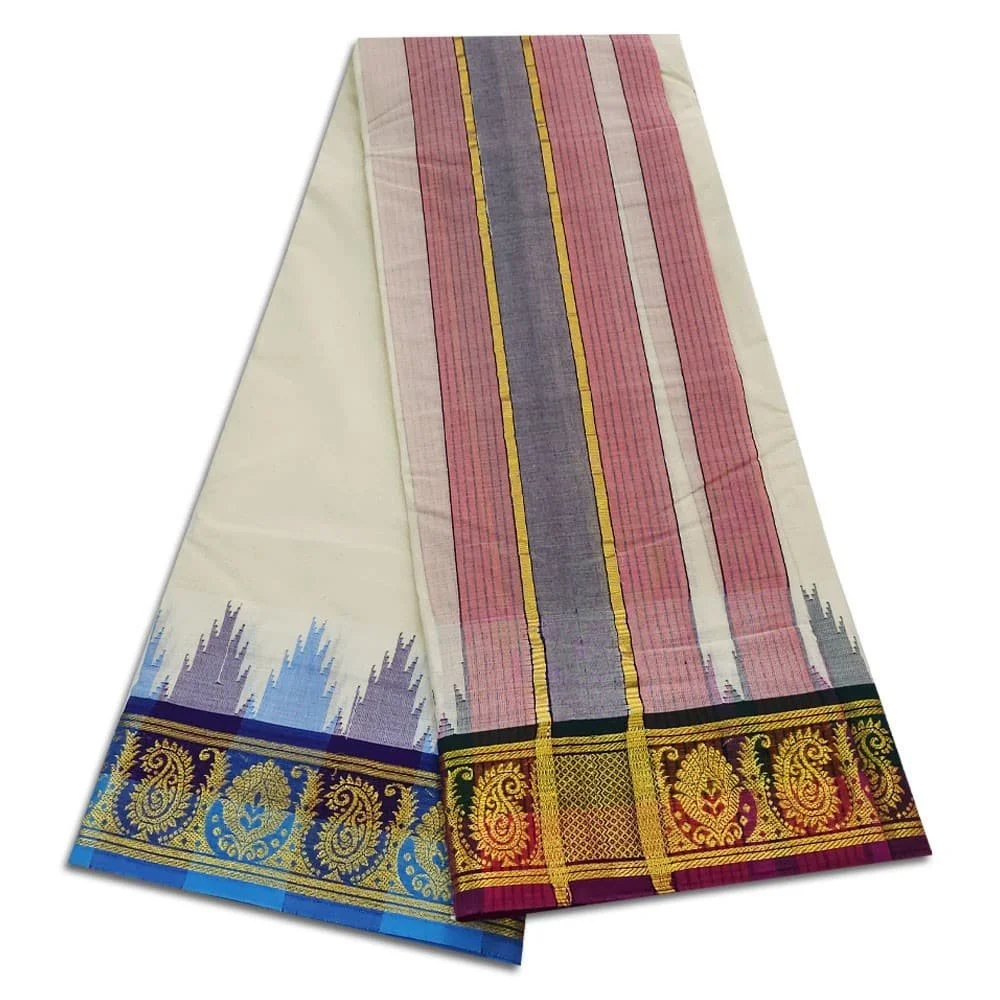 Kanchi Cotton Best Quality Handloom Made Pure Cotton Vaishnava Dhoti 2