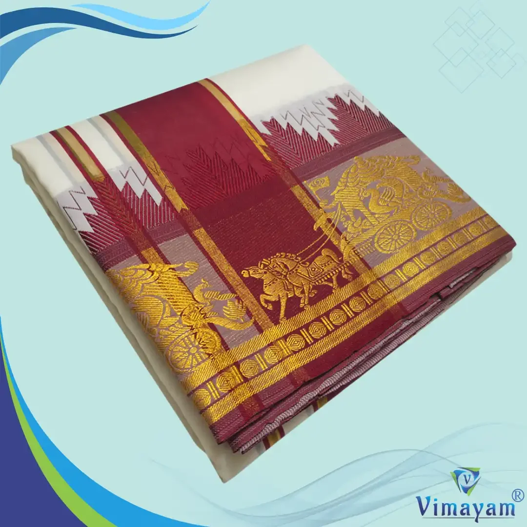 Ivory Soft Silk Premium Quality Dhoti Towel 9X5