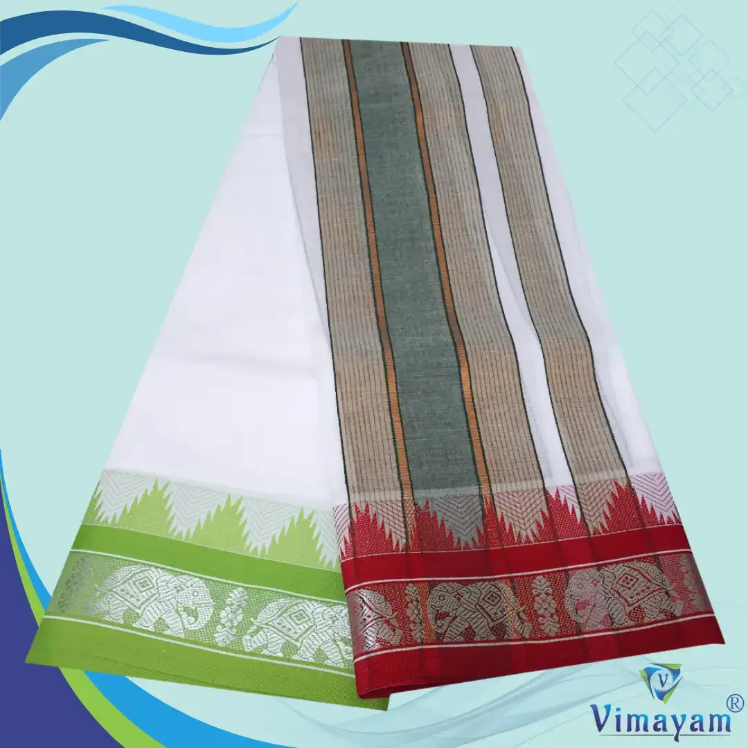 Jaquad Tower Special Zarigai White Vaishnava Dhoties 9X5 2
