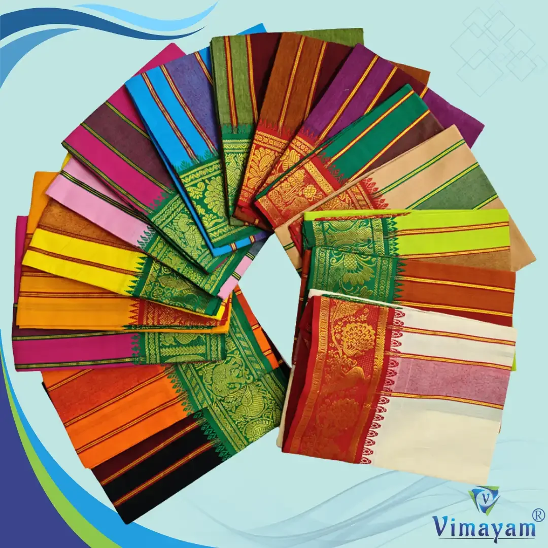 Jaquard Cotton assorted border colour dhoti 2 meter