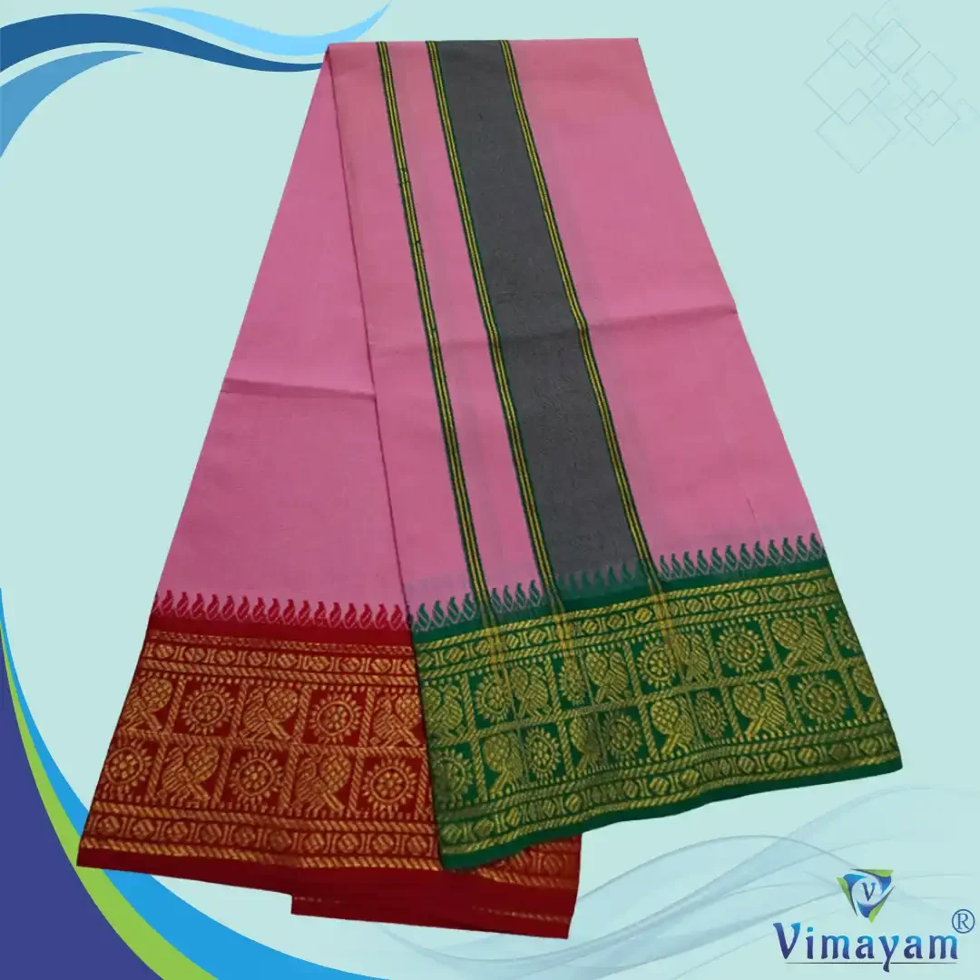 Jaquard Cotton assorted border colour dhoti 2 meter 3