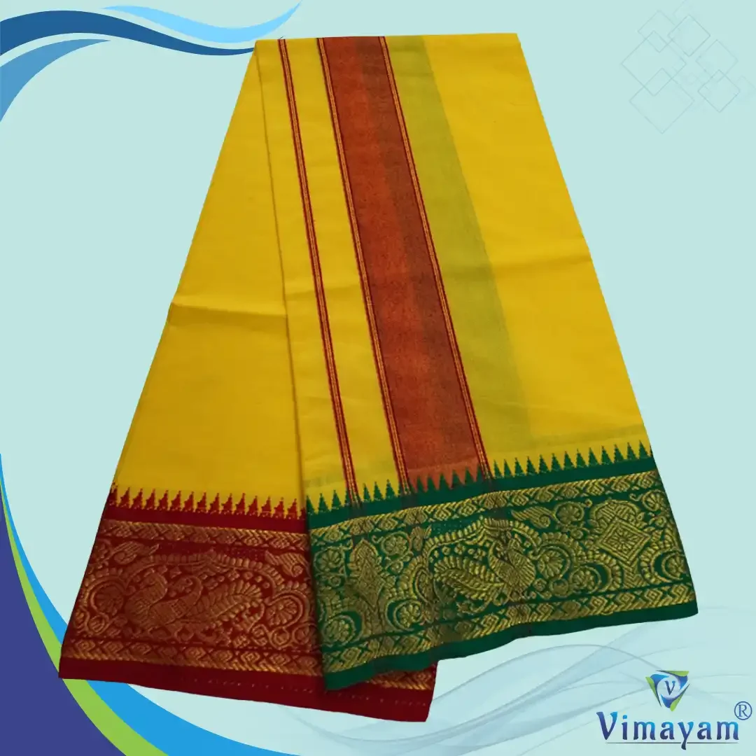 Jaquard Cotton assorted border colour dhoti 2 meter 4