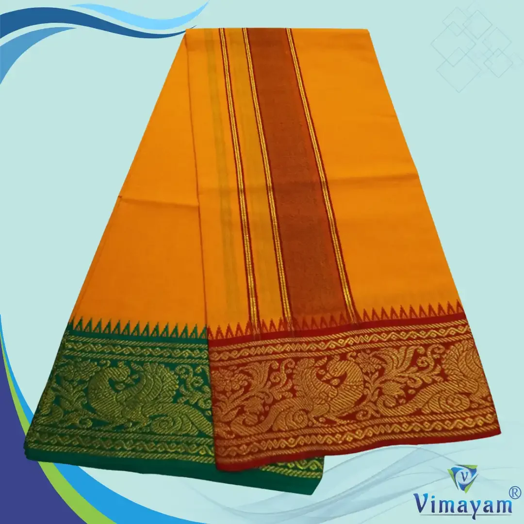 Jaquard Cotton assorted border colour dhoti 2 meter 5