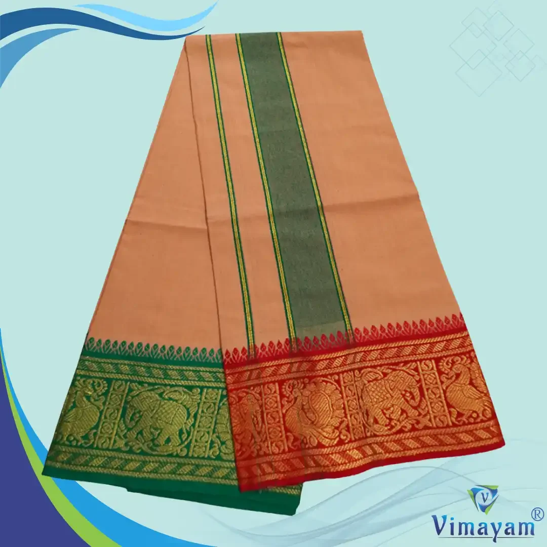 Jaquard Cotton assorted border colour dhoti 2 meter 7