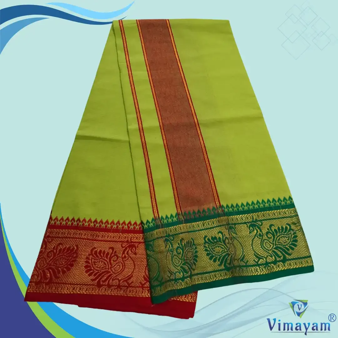 Jaquard Cotton assorted border colour dhoti 2 meter 9