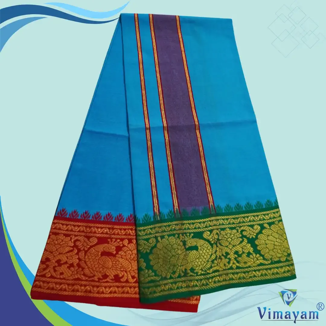 Jaquard Cotton assorted border colour dhoti 2 meter 10