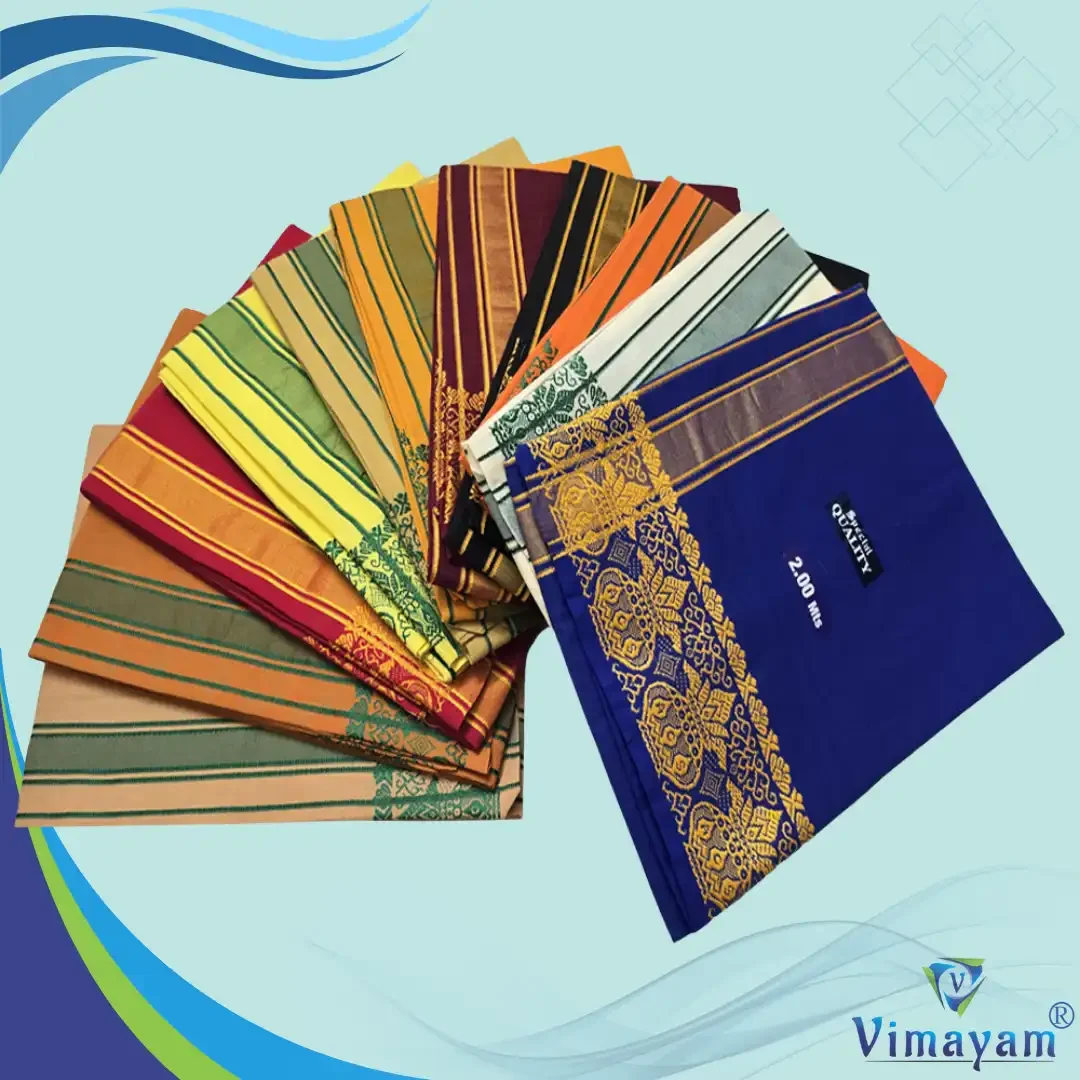 Kalasam Designed Assorted Border Dhoti 2 Meter