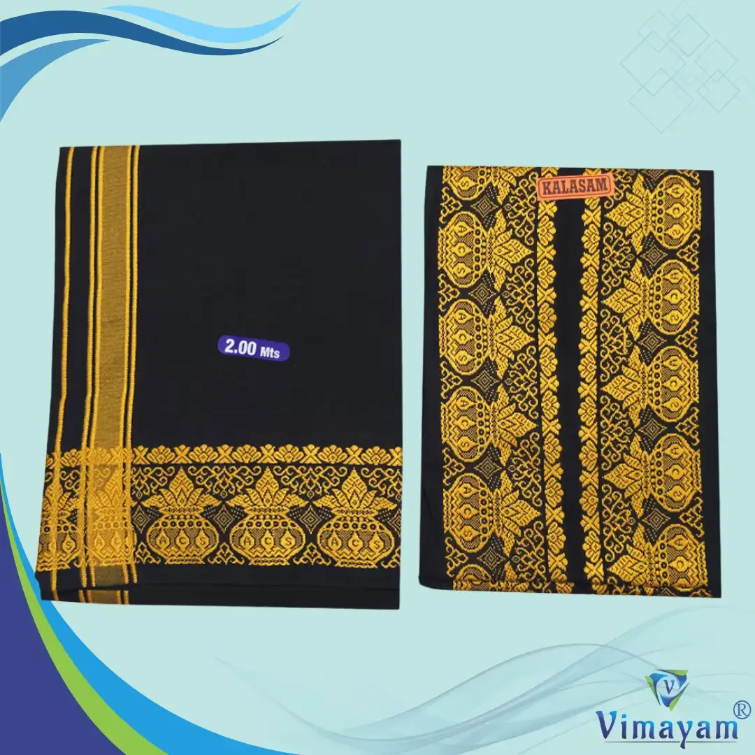 Kalasam Designed Assorted Border Dhoti 2 Meter 3