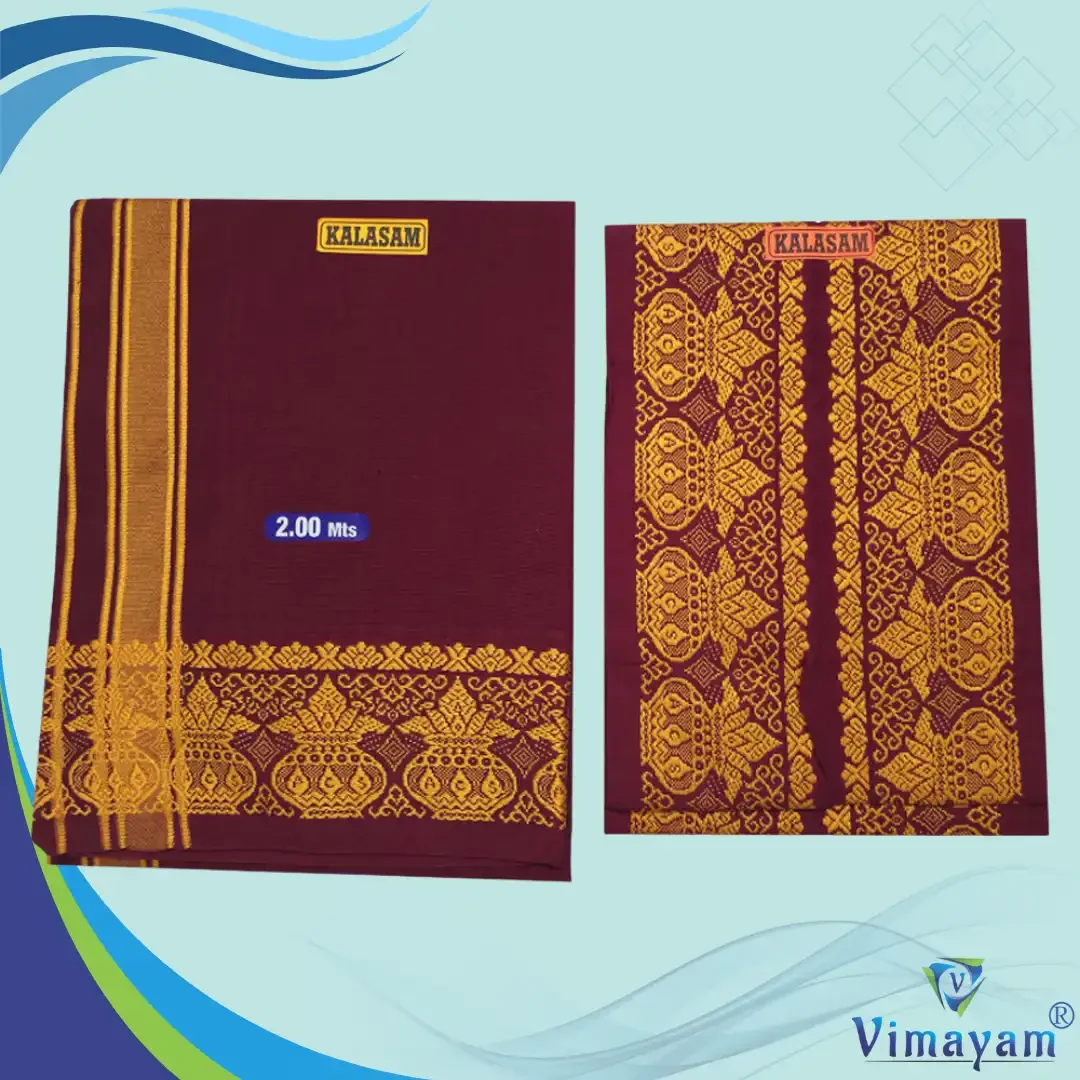 Kalasam Designed Assorted Border Dhoti 2 Meter 7