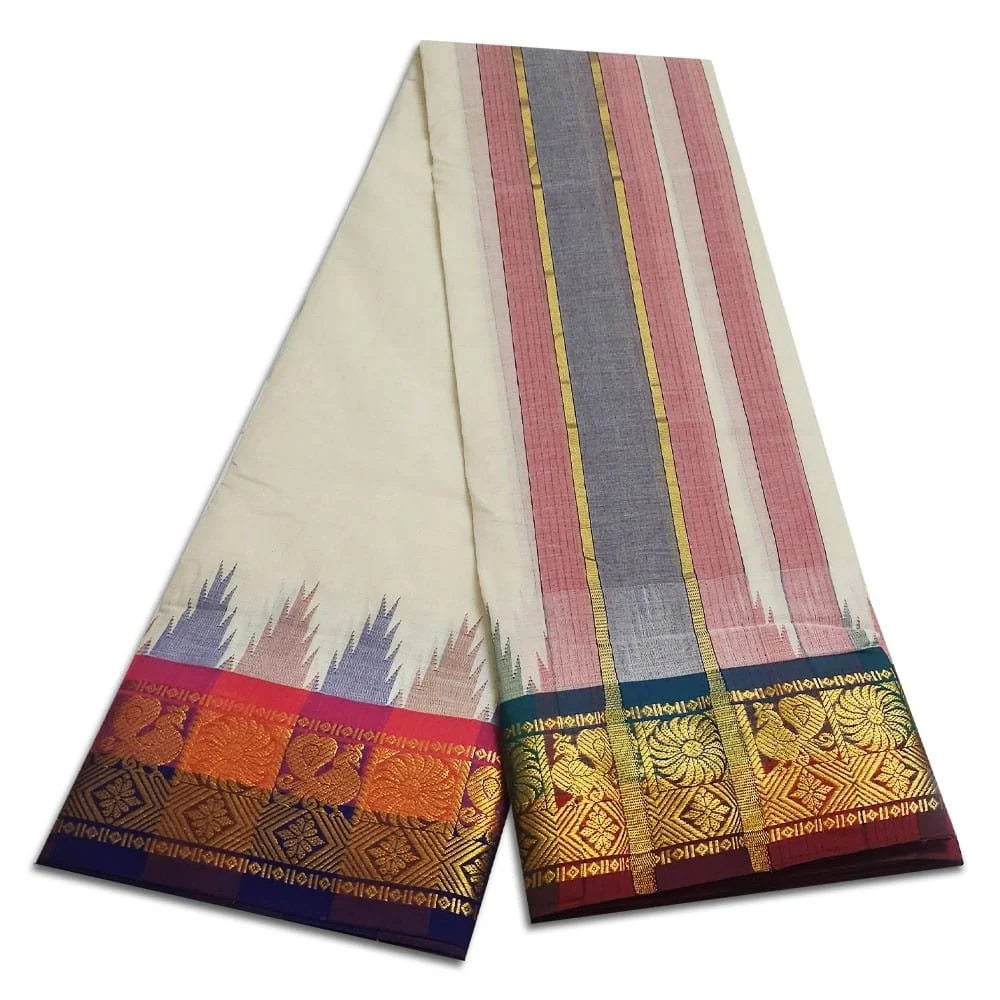 Kanchi Cotton Best Quality Handloom Made Pure Cotton Vaishnava Dhoti 2