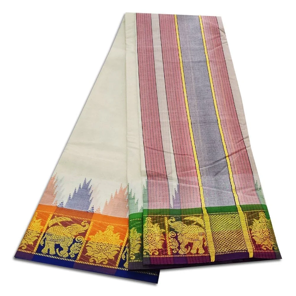 Kanchi Cotton Best Quality Handloom Made Pure Cotton Vaishnava Dhoti 2