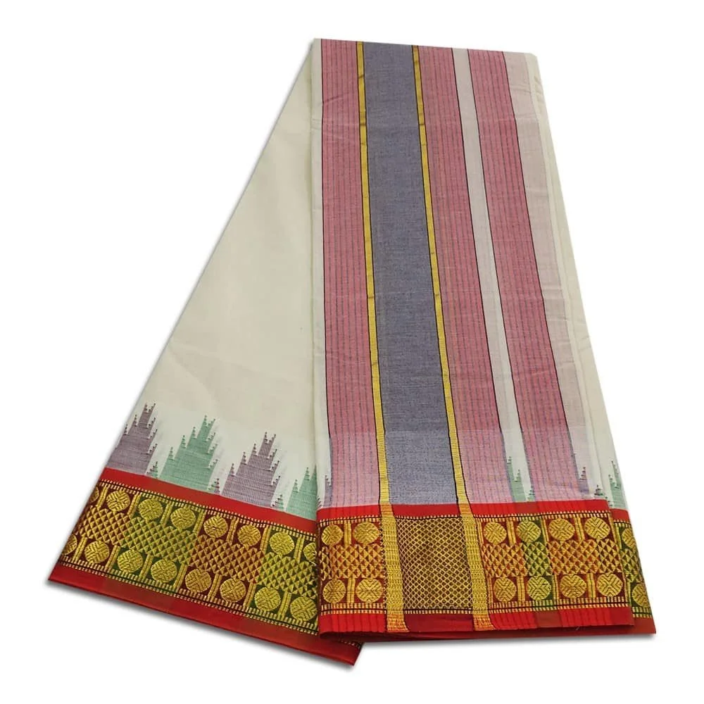 Kanchi Cotton Best Quality Handloom Made Pure Cotton Vaishnava Dhoti 2