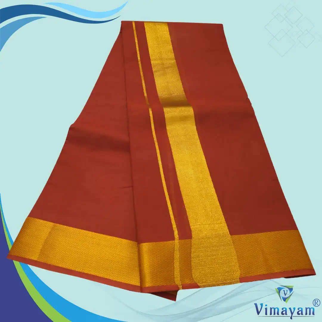 Kavi Color Dhoti with Golden Zari Border 2