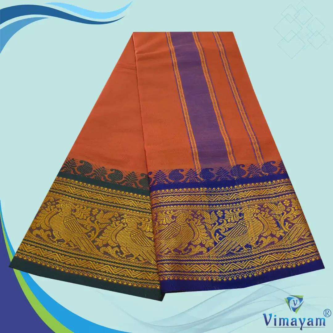 Kavi Cotton Colour Fine Quality Dhoti 8 Inch Border 2