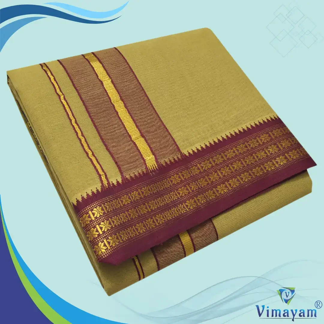 Khakki Color Dhoti with Udraj/Coin Border Dhoti